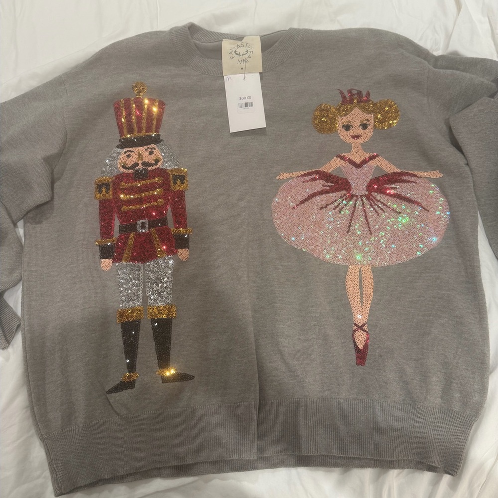 Fantastic Fawn Festive Nutcracker and Ballerina Sweater